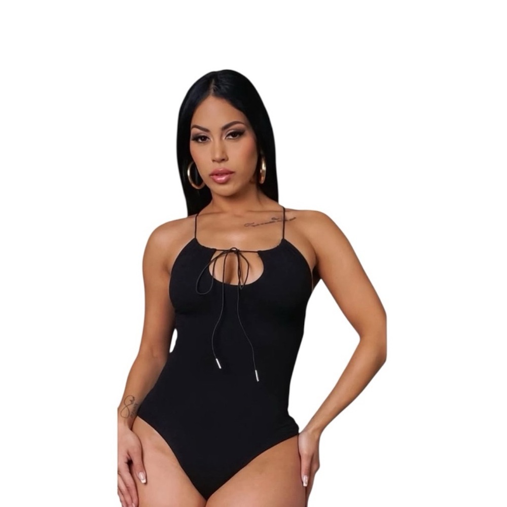 Elegant‎ Black Women's Top - Cross Bodysuit